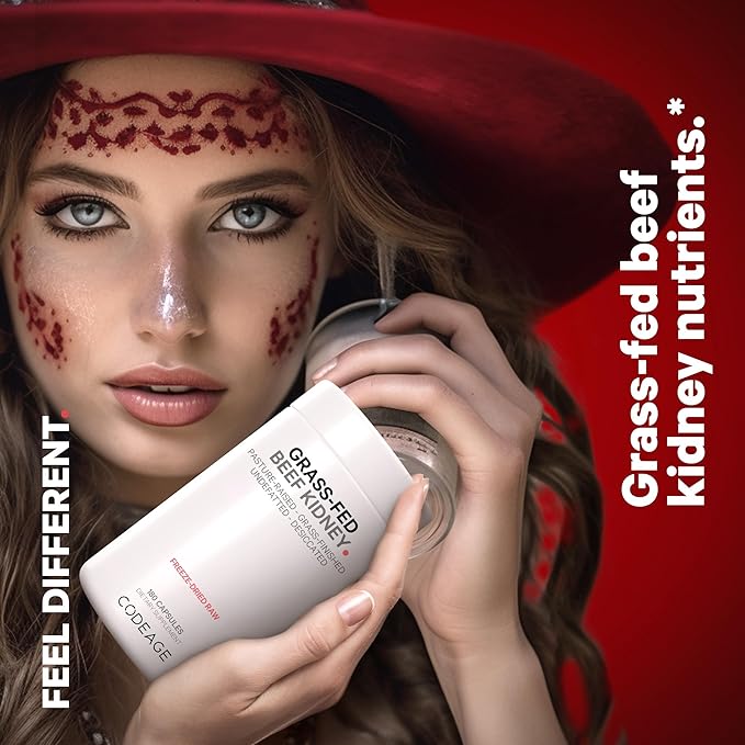 Codeage Grass Fed Beef Kidney Supplement - Freeze Dried, Non-Defatted, Desiccated Beef Kidney Glandulars Nutrition Bovine Pills – Pasture Raised Beef Vitamins for Kidney - Non-GMO -180 Capsules