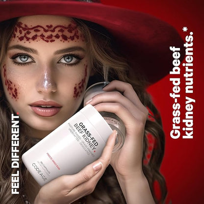 Codeage Grass Fed Beef Kidney Supplement - Freeze Dried, Non-Defatted, Desiccated Beef Kidney Glandulars Nutrition Bovine Pills – Pasture Raised Beef Vitamins for Kidney - Non-GMO -180 Capsules