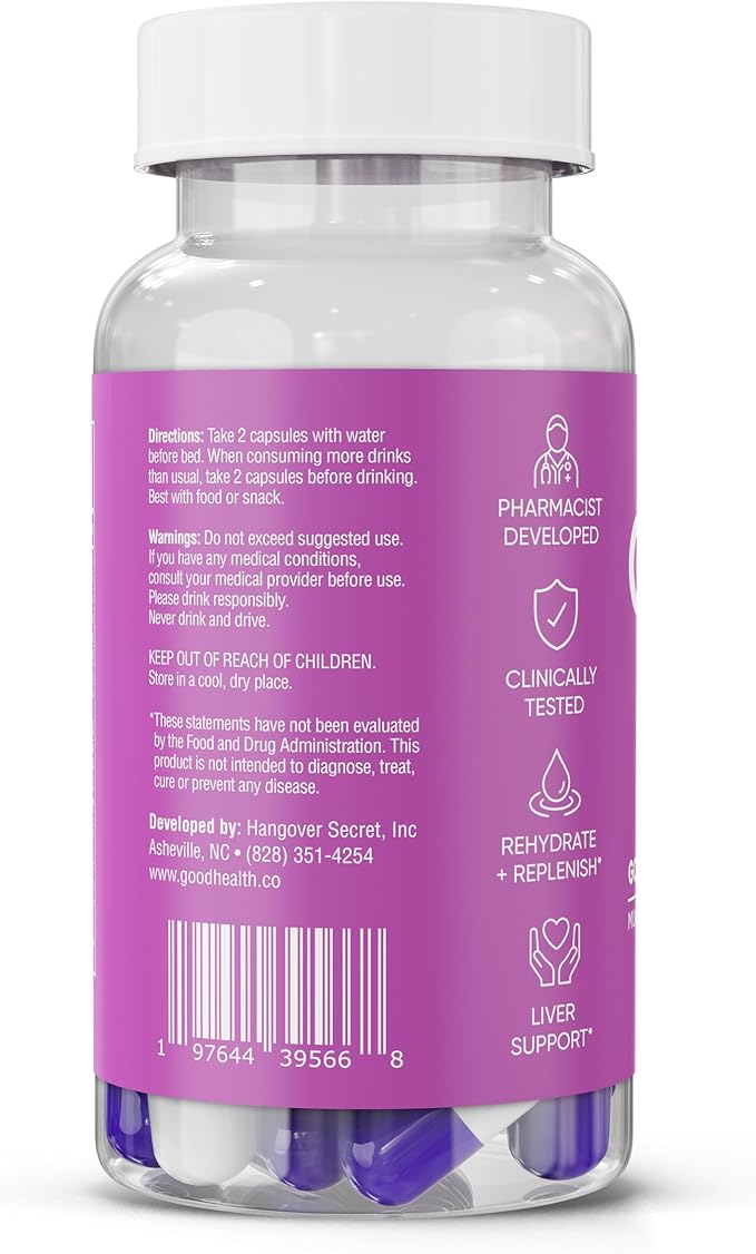 Good Morning - Hangover Pills | Clinically Tested Relief + Liver Support with Electrolytes, Milk Thistle + DHM for Better Morning Recovery. Cheers!