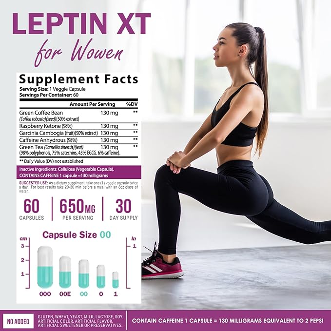 LeptinXT - Leptin Supplements for Weight Loss for Women, Healthy Fat Burner Pills, Advanced Strength Fat Burners for Women Weight Loss, Ideal Womens Fat Burner & Diet Pills, 60 Ct.