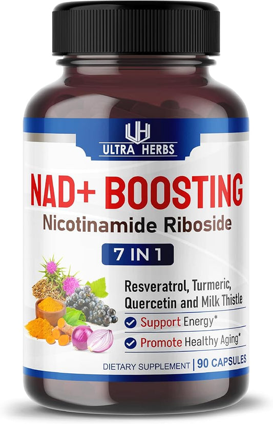 NAD+ Supplement 14,300mg with Nicotinamide Riboside NR, Trans Resveratrol, Quercetin - Support Cellular Energy, Longevity, Healthy Aging *USA made & tested* (90 Count (Pack of 1))