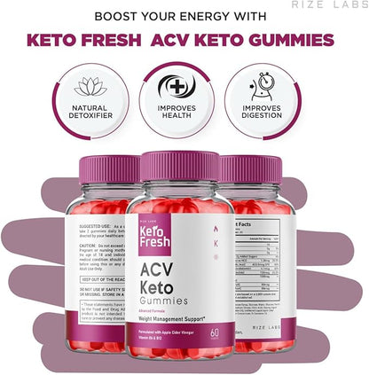 Keto Fresh ACV Gummies for Advanced Weight Loss, Gummies to Increase Energy Levels, Used to Improve Sleep and Prevents Fatigue (120 Gummies)