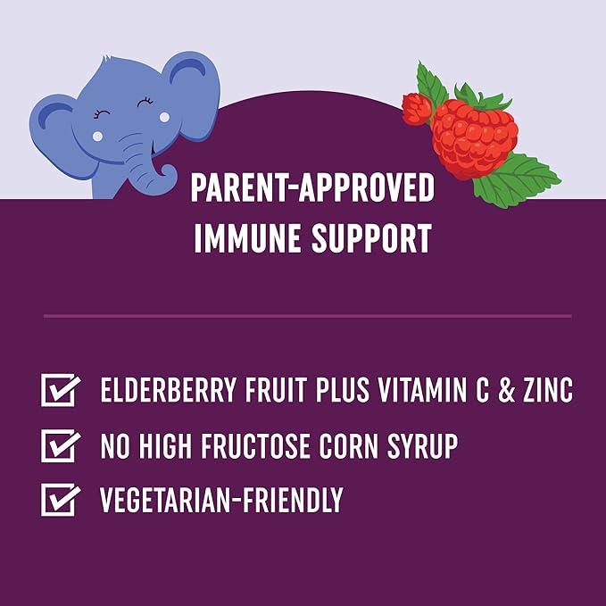 Elderberry Gummies for Kids | 3-In-1 Healthy Immune Support With Vitamin C & Zinc | For Ages 4+ | Designed for Ultimate Health & Wellness | Gluten-Free, Non-GMO, Natural Flavors | 60 Gummies