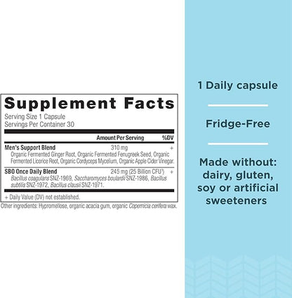 Probiotics for Men by Ancient Nutrition, SBO Probiotics Men's Once Daily 30 Ct, for Healthy Digestion and Immune System Function Support, 25 Billion CFUs* Per Serving
