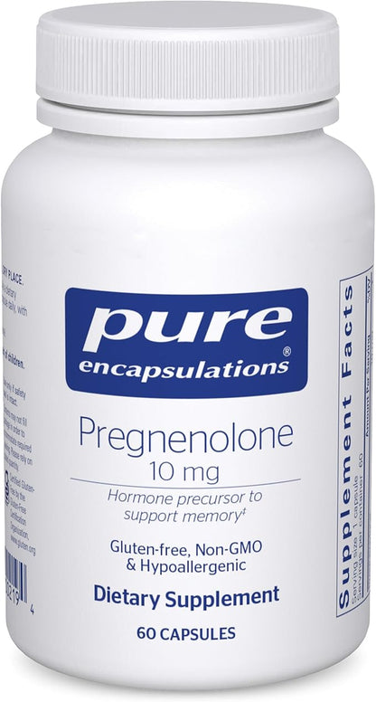 Pure Encapsulations Pregnenolone 10 mg - Support Memory & Hormone Balance* - Hormone Precursor - Gluten Free & Non-GMO - 60 Capsules