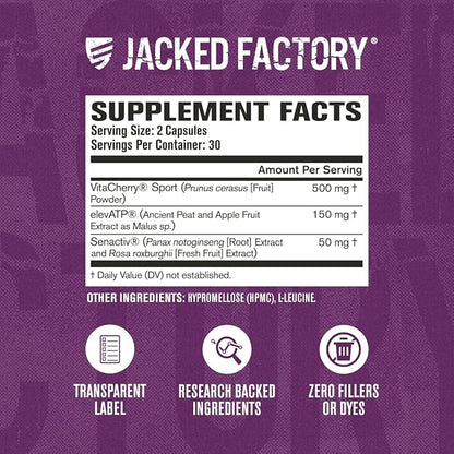 Jacked Factory Build-XT for Women - Muscle Builder for Women with VitaCherry, ElevATP, & Senactiv to Increase Muscle Growth, Muscle Recovery, & Boost Energy - 60 Count