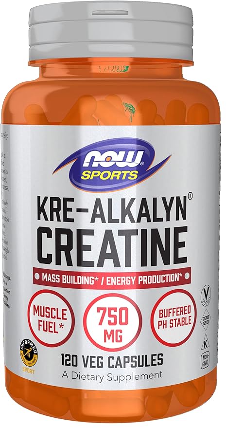 NOW Foods Sports Nutrition, Kre-Alkalyn Creatine 750 mg, Mass Building*/Energy Production*, 120 Veg Capsules