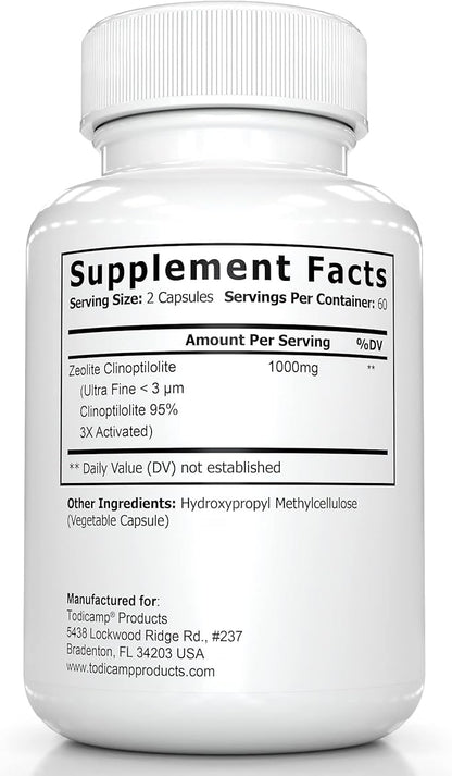 Zeolite Detox Capsules - 120 Zeolite Capsules - 1-2 µm Clinoptilolite Zeolite Detox - 2 Months Supply Zeolite Clinoptilolite Capsules - Zeolite Sorbolit Detox - Zeolite Pills