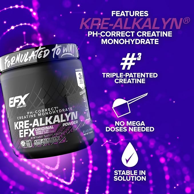EFX Sports Kre-Alkalyn EFX Powder | pH Correct Creatine Monohydrate Powder Supplement | Strength, Muscle Growth & Performance | 110 Servings (Blue Frost)