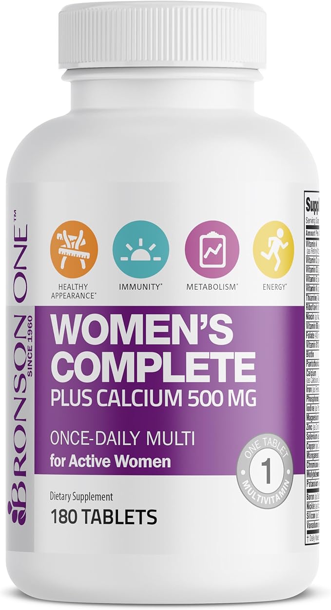 Bronson ONE Daily Women’s Complete Multivitamin Multimineral Once-Daily Multi for Active Women, 180 Tablets