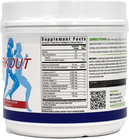 Performance Inspired Nutrition PreWorkout Powder - All Natural - G-Free & Vegan Formula - Contains Citrulline - Nitrosigine - Green Tea - Arginine - Beta Alanine - Tropical Fruit Punch - 32 Servings
