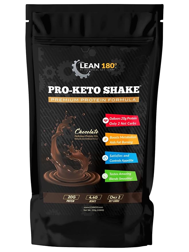 Lean 180 Pro-Keto Shake! Best Tasting Low Carb Low Sugar Clean Protein Shake for Keto and All Diets Weight Loss (Chocolate)