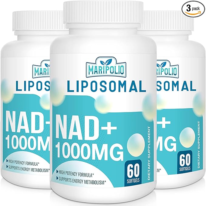Liposomal NAD+ Supplement 1000 mg | Highest NAD Pontecy | Max Absorption | Pure NAD Supplement | Energy and DNA Repair, Aging Defense, Brain Function | 180 Softgels