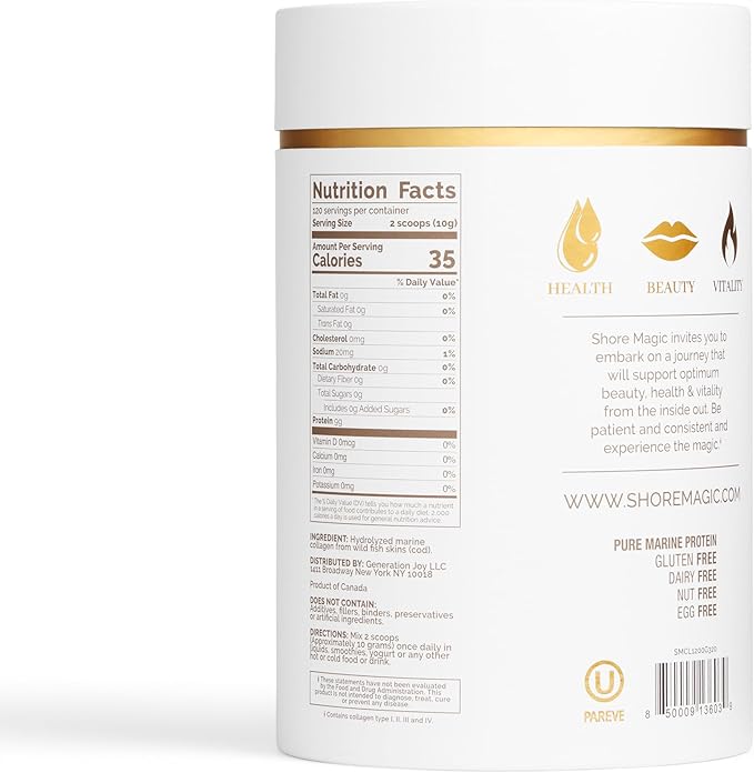 Premium Marine Collagen Powder with Type I II III and IV Hydrolyzed Peptides for Women Men Sustainably Sourced Wild Fish Unflavored Certified Halal Kosher - 4 Month Supply (Price 3 Months)