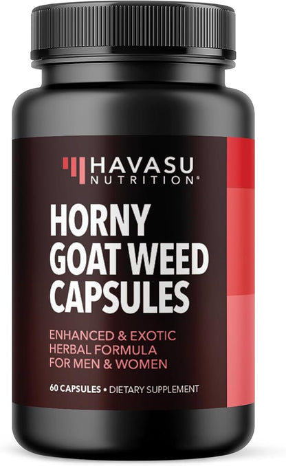 Horny Goat Weed for Men and Women - Extra Strength Performance Support with Maca Root Extract & Tongkat Ali & Muira Puama - Power, Performance and Energy Support - 1 Month Supply Herbal Supplement