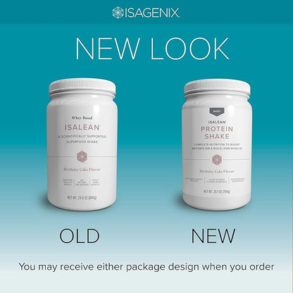 Isagenix IsaLean Shake - Meal Replacement Protein Shake Supports Healthy Weight & Muscle Growth - Protein Powder Enriched with 23 Vitamins - Birthday Cake Flavor, 29.6 Oz (14 Servings)