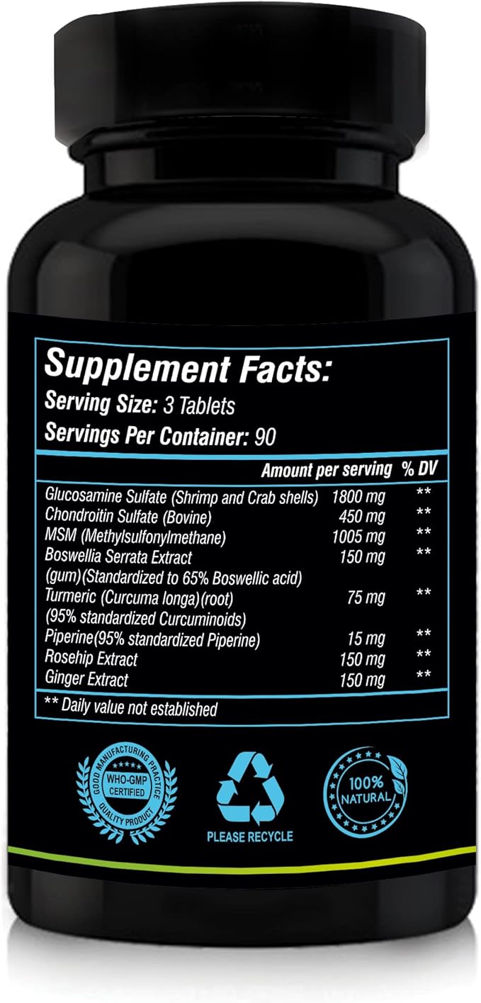 Joint Support 1800mg 90 Tablets, Dietary Supplement for Healthy System, Vitamin Tablets for Men, Women and Adults, Multivitamins Tablets for Joint & Bone Support, Vitamin Supplements.