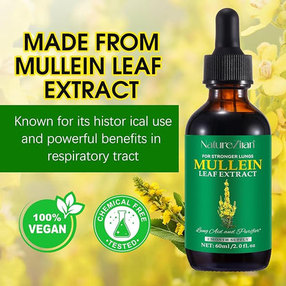 Mullein Drops for Lungs - Mullein Leaf Extract for Lungs - Mullein Leaf Extract - Lung Detox for Smokers-Mullins Detox Lungs for Lung Cleanse, Respiratory - 2 fl oz