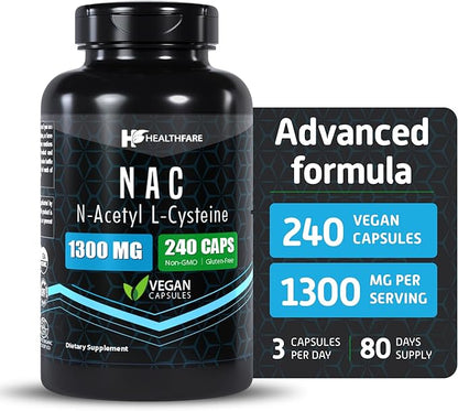 N-Acetyl L-Cysteine (NAC) | 1300mg | 240 Capsules | Traditional Herb Supplement for Prostate and Urinary Health