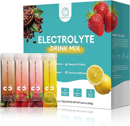Electrolytes Powder No Sugar & 0 Calorie, Electrolytes Drink Mix, Variety Hydration Packets with Vitamins for Rapid Hydration, Endurance & Energy Support, Non-GMO, Vegan (16 Sticks)