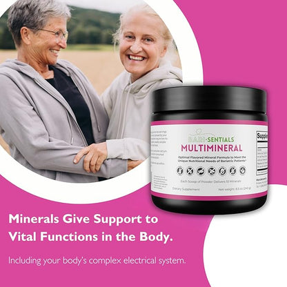 Barisentials Bariatric Multimineral Supplement- Post-Bariatric Surgery Support for Gastric Bypass, Sleeve Gastrectomy - Easy-to-Dissolve Mineral Powder- 240g