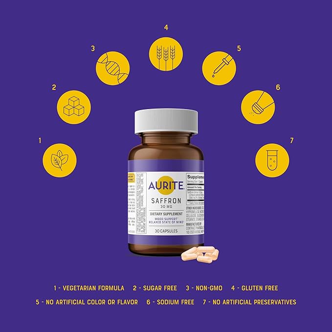 Saffron Supplement for Women & Men. 30 Count, Vegetarian Friendly, Non-GMO, Gluten-Free, Soy-Free (1 Month of Supply)