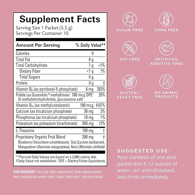 BRAINMD Dr Amen Brain Boost On The Go - 10 Packets, Berry Flavor - Nootropic Drink Powder, Promotes Focus, Clarity & Mental Energy - Caffeine Free, Gluten Free - 10 Servings