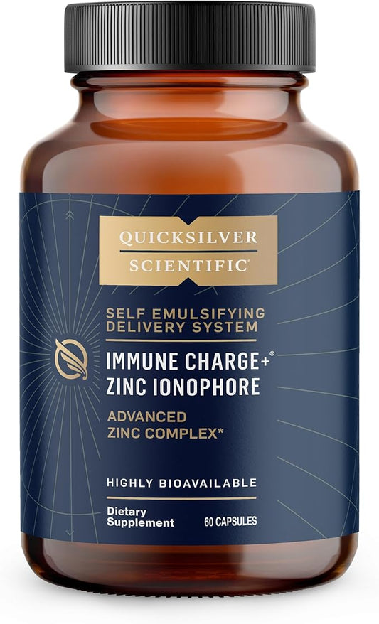 Quicksilver Scientific Immune Charge+ Zinc Ionophore - Zinc Supplement Complexed with Quercetin, Luteolin, Hesperetin Immune + GI Support (60 Capsules)