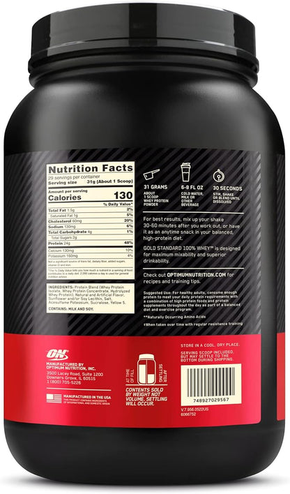 Optimum Nutrition Gold Standard 100% Whey Protein Powder, Banana Cream, 2 Pound (Packaging May Vary)