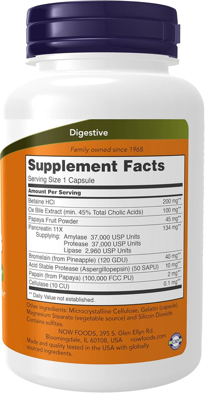 NOW Foods Supplements, Super Enzymes, Formulated with Bromelain, Ox Bile, Pancreatin and Papain, Super Enzymes,90 Capsules