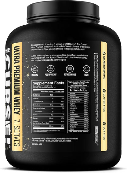 JNX SPORTS The Curse! Ultra Premium Whey Protein Powder Vanilla Bean 5lb | 25g Protein Per Serve, Primary Source Whey Isolate