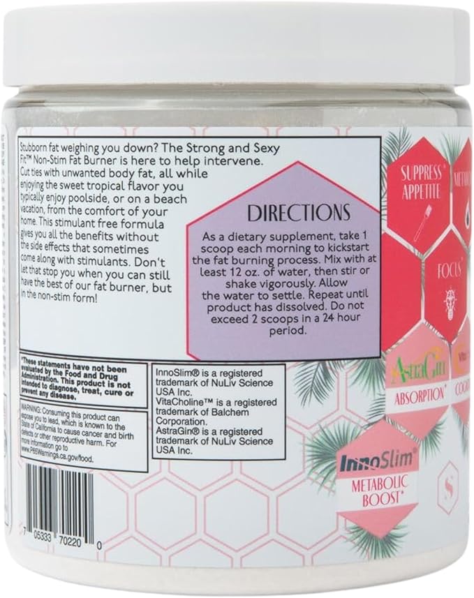 Strong + Sexy Fit, Health Supplement, Caffeine Free Non Stim Drink Powder, Supplements for Women, Lilikoi Nectar Flavor, 30 SVG