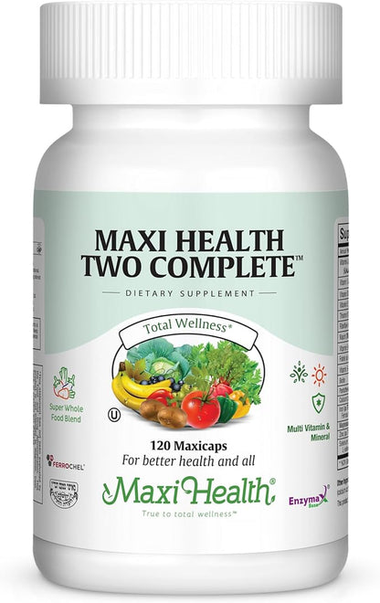 Maxi Health Two Complete - Multivitamins and Minerals - Full Potency - 120 Capsules - Kosher
