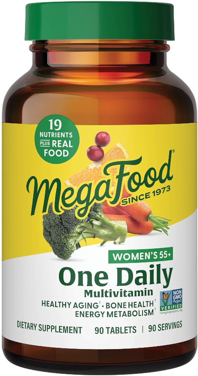 MegaFood Women's 55+ One Daily Multivitamin for Women with Vitamin A, Vitamin C, Vitamin D3 & Vitamin E for Optimal Aging Support- Plus Real Food- Bone & Immune Support Supplement- Vegetarian-90 Tabs