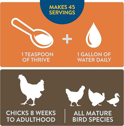Thrive, Daily Probiotic & Prebiotic Water Supplement for Chickens 8+ Weeks Old, 8 oz (Pack of 2)