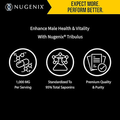 Nugenix Essentials Tribulus Terrestris for Men Extract - 95% Total Saponins, 1000mg High Potency, Extra Strength, 120 Count