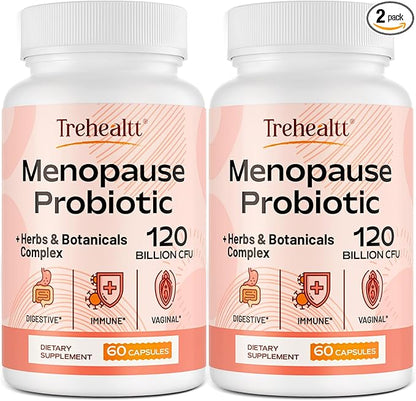 Menopause supplements for women, 120 Billion CFU Probiotic, 13-in-1 Herbs & Botanicals Complex, for Hormone Menopause, Hot Flashes, Night Sweats, Mood Swings, Sleep Disturbances, Vegan, 120 Caps
