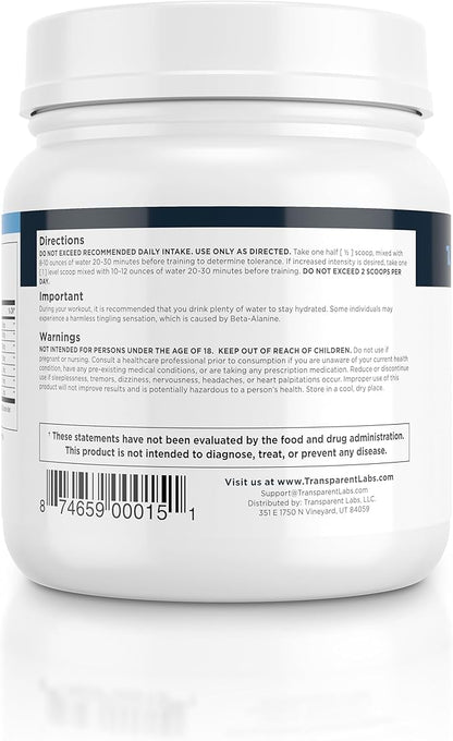 Transparent Labs Lean Pre-Workout - Body Recomposition Pre Workout for Men and Women with Acetyl L-Carnitine, Beta Alanine Powder, & PurCaf Organic Caffeine Powder - 30 Servings, Fruit Punch
