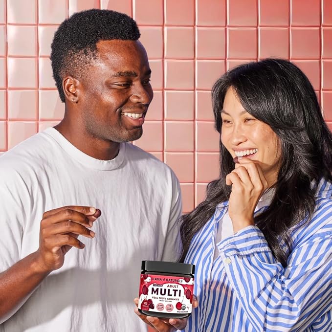 Llama Naturals Real Fruit Gummy Vitamins for Adults | No Added Sugar Cane | Whole Food Multivitamin Gummies | Women + Men | Vegan, Organic, Chewable | 120 ct, 30 Day Supply | Cherry