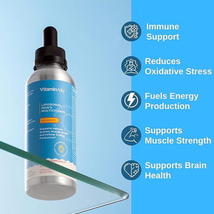 Liposomal Men's Liquid Multivitamin Drops | Non-GMO | Sugar Free | Gluten Free | 30 Day Supply | Supports Immune System, Muscle Health, Cellular Energy Production