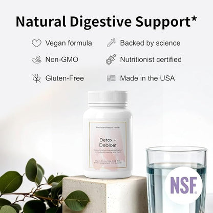 Nourished Natural Detox + Debloat - Milk Thistle & Dandelion Root Vegan Supplement for Women - Bloating Relief & Digestion Support - 3 Bottles
