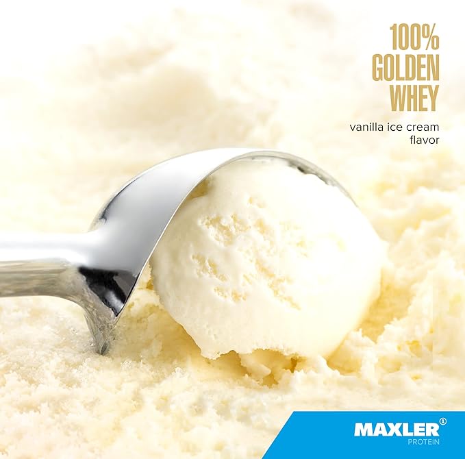 Maxler 100% Golden Whey Protein - 24g of Premium Whey Protein Powder per Serving - Pre, Post & Intra Workout - Fast-Absorbing Whey Hydrolysate, Isolate & Concentrate Blend - Vanilla Ice Cream 2 lbs