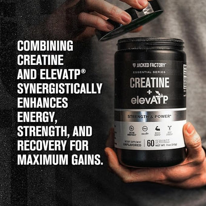 Creatine + ElevATP - Creatine Monohydrate Powder for Muscle Growth, Increased Strength, Enhanced Energy Output, with ElevATP for Sustained Energy & Endurance - 60 Servings, Unflavoured
