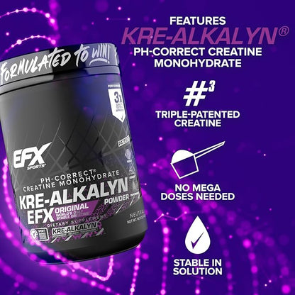 EFX Sports Kre-Alkalyn EFX Powder | pH Correct Creatine Monohydrate Powder Supplement | Strength, Muscle Growth & Performance | 266 Servings (Unflavored)