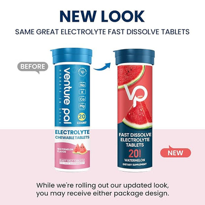 Venture Pal Chewable Electrolyte Tablets, Fast-Dissolve Sugar-Free Stick Salt Tablets - Variety Pack for Rapid Hydration, Outdoor Running, Hiking, Sports | Keto & Vegan Friendly | 80 Count (4 Pack)