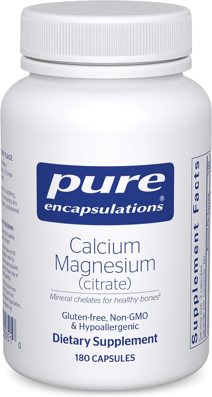 Pure Encapsulations Calcium Magnesium (Citrate) - 240 g Calcium & 240 g Magnesium - Bone Health Support - Non-GMO & Vegan - 180 Capsules
