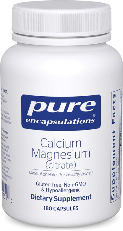 Pure Encapsulations Calcium Magnesium (Citrate) - 240 g Calcium & 240 g Magnesium - Bone Health Support - Non-GMO & Vegan - 180 Capsules