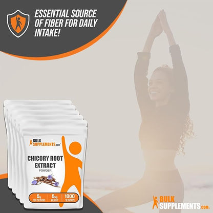 BulkSupplements.com Chicory Extract Powder - Chicory Root Supplement, Chicory Root Powder - Fiber Supplement, Gluten Free, 5g per Serving, 5kg (11 lbs) (Pack of 5)