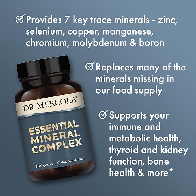 Dr. Mercola Essential Mineral Complex, 30 Servings (30 Capsules), Dietary Supplement, Supports Healthy Immune Function, Non-GMO