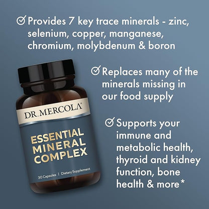 Dr. Mercola Essential Mineral Complex, 30 Servings (30 Capsules), Dietary Supplement, Supports Healthy Immune Function, Non-GMO